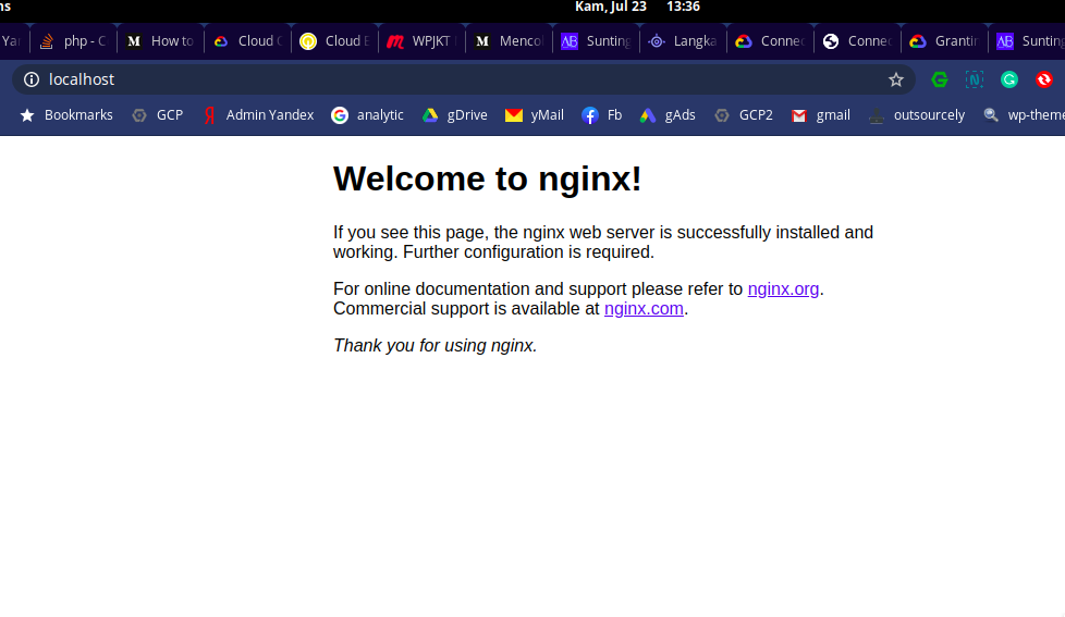 tampilan halaman default nginx